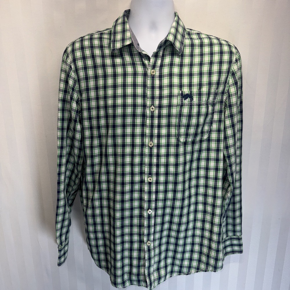 American Rag Green White Green‎ plaid, Button Up Long Sleeve Mens Shirt Size M